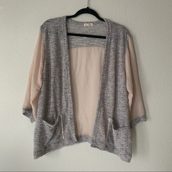 Silence and Noise mixed media sheer cardigan M - Picture 1 of 6